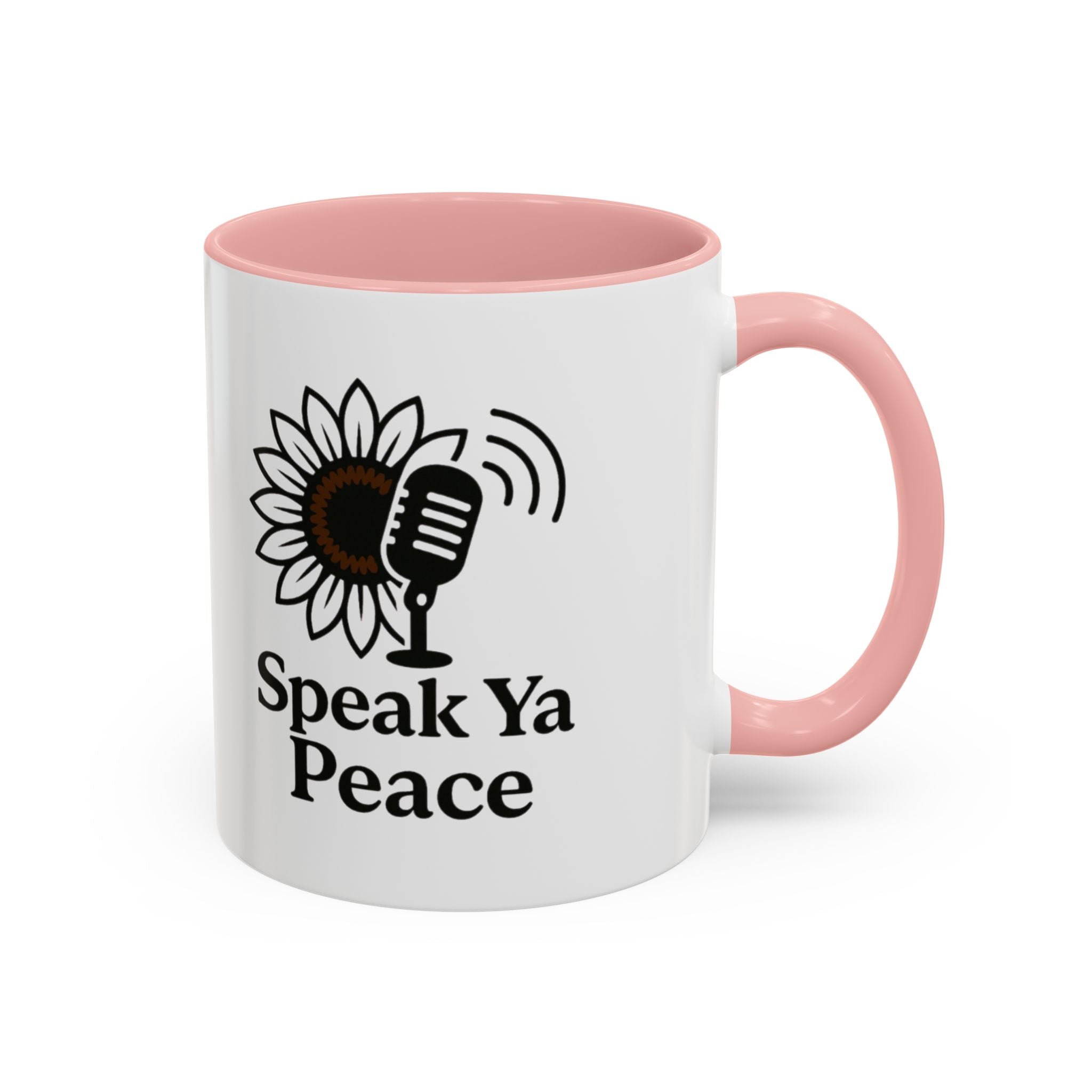 Sunflower Speak Ya Peace Mug - Inspirational Coffee Cup, Gift for Friends, Tea Lovers, Motivational Office Decor, Zen Kitchenware