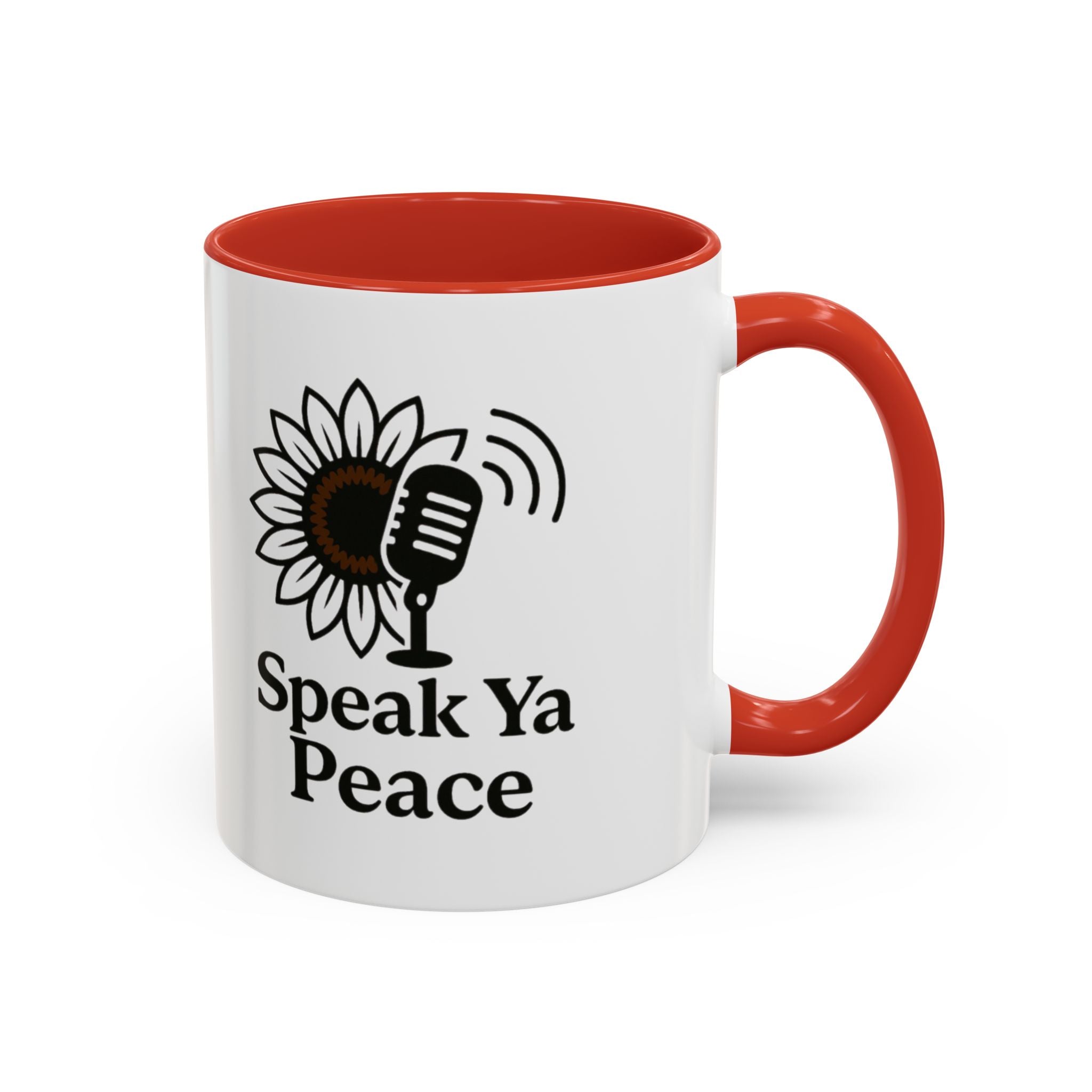 Sunflower Speak Ya Peace Mug - Inspirational Coffee Cup, Gift for Friends, Tea Lovers, Motivational Office Decor, Zen Kitchenware