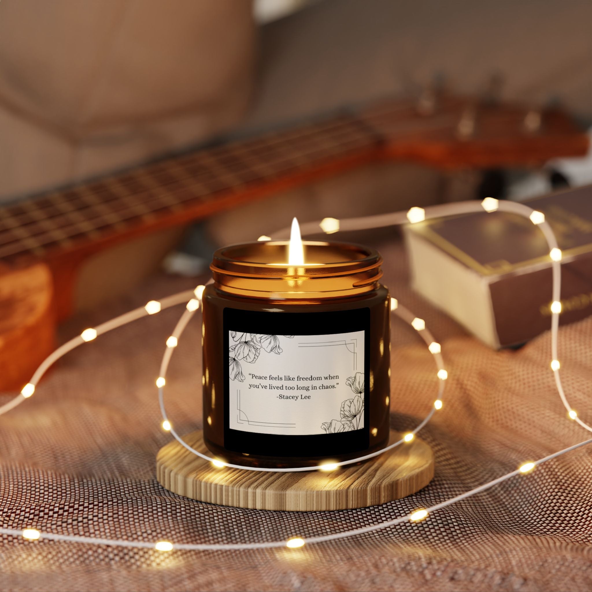 Soy Candle Amber Jar — Floral Quote Scented Candle (Multi-Size)