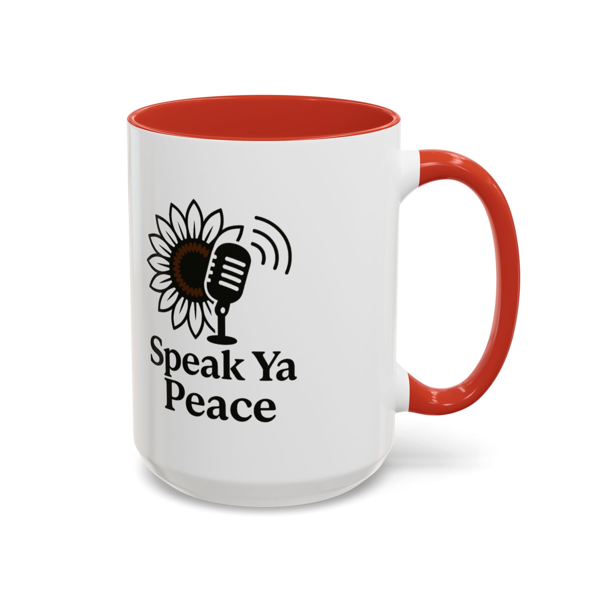Sunflower Speak Ya Peace Mug - Inspirational Coffee Cup, Gift for Friends, Tea Lovers, Motivational Office Decor, Zen Kitchenware