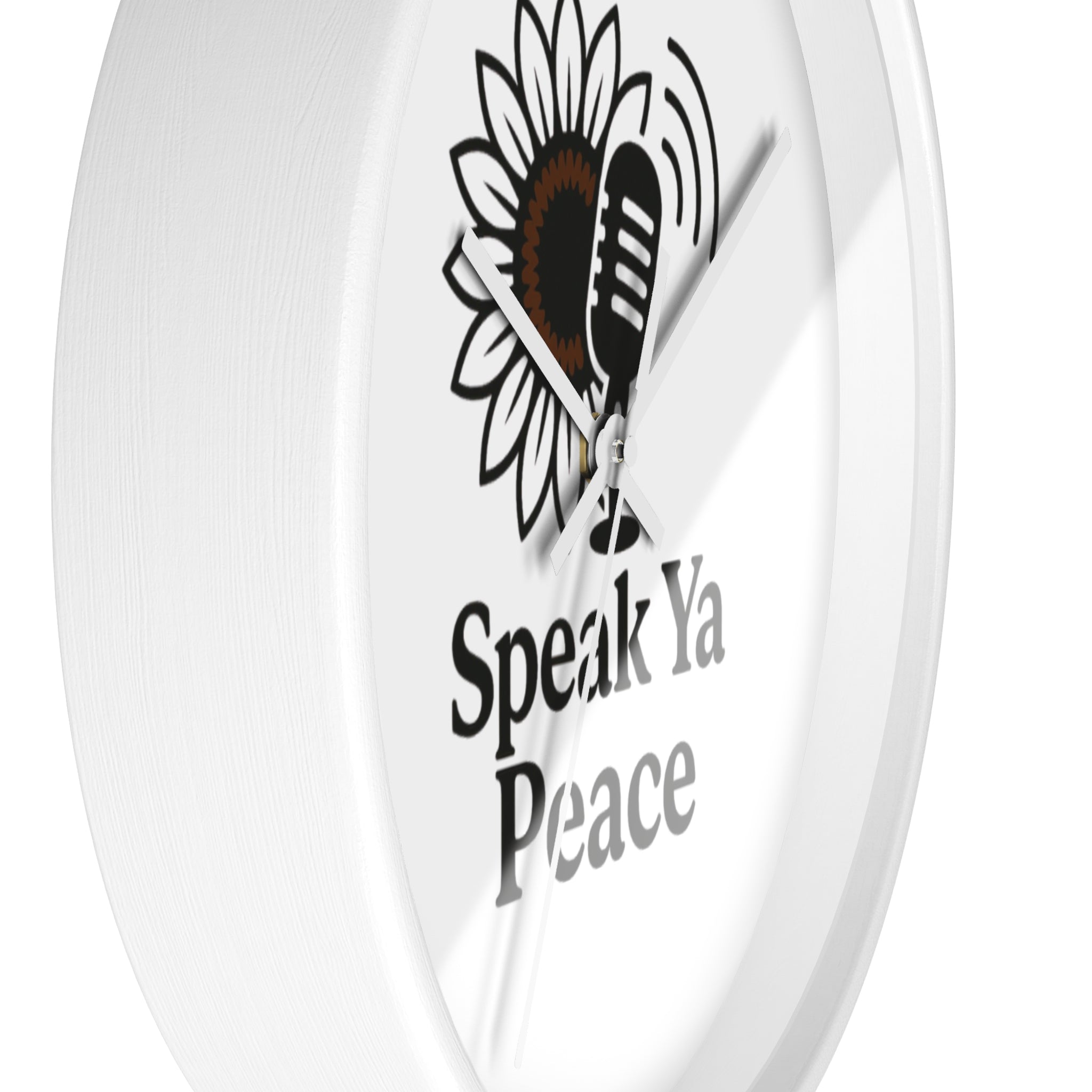 Inspirational Wall Clock with 'Speak Ya Peace' Design, Motivational Home Decor, Sunflower Accent Piece, Mindfulness Gift for All Occasions