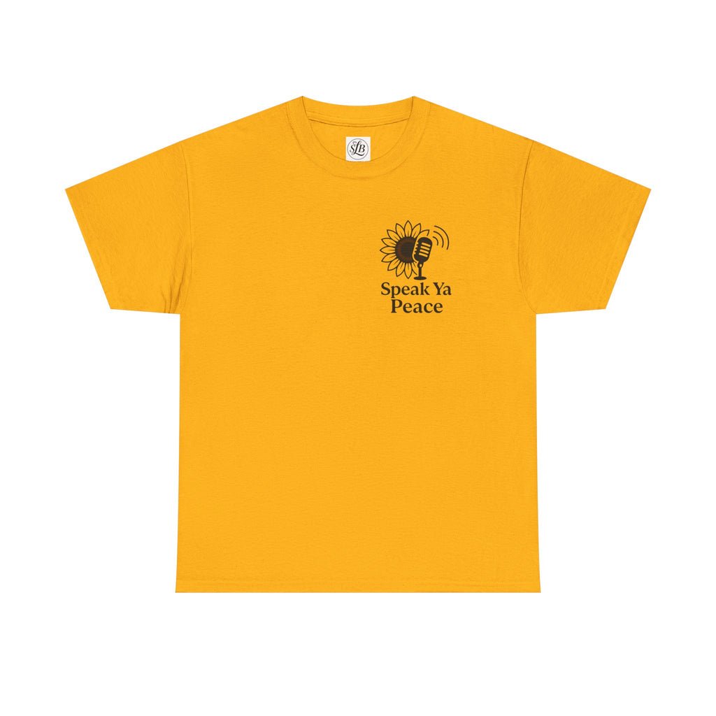 Sunflower Peace Tee - Speak Ya Peace Graphic Cotton Shirt, Unisex T-Shirt, Gift for Peace Lovers, Summer Casual Wear, Eco-Friendly Apparel