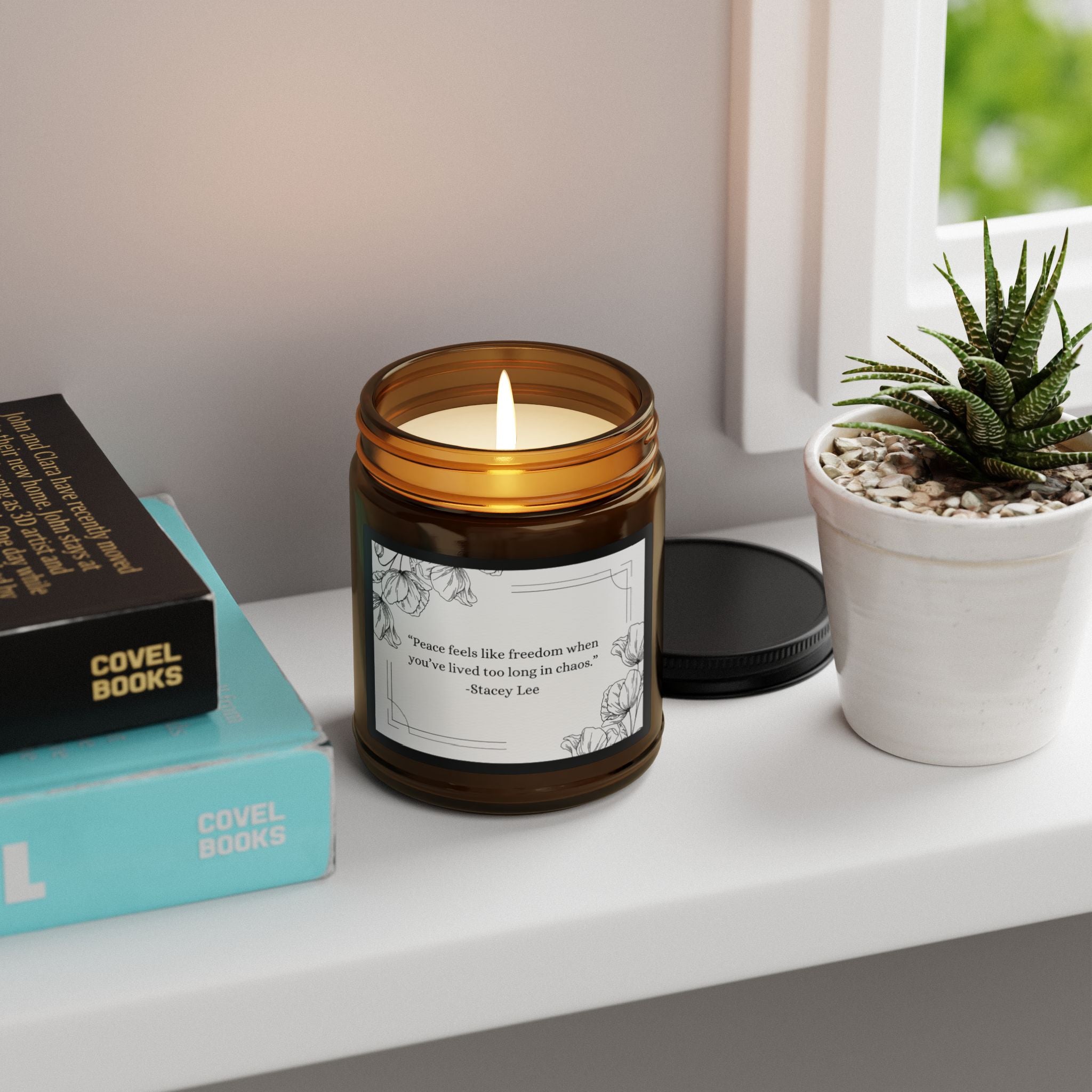 Soy Candle Amber Jar — Floral Quote Scented Candle (Multi-Size)