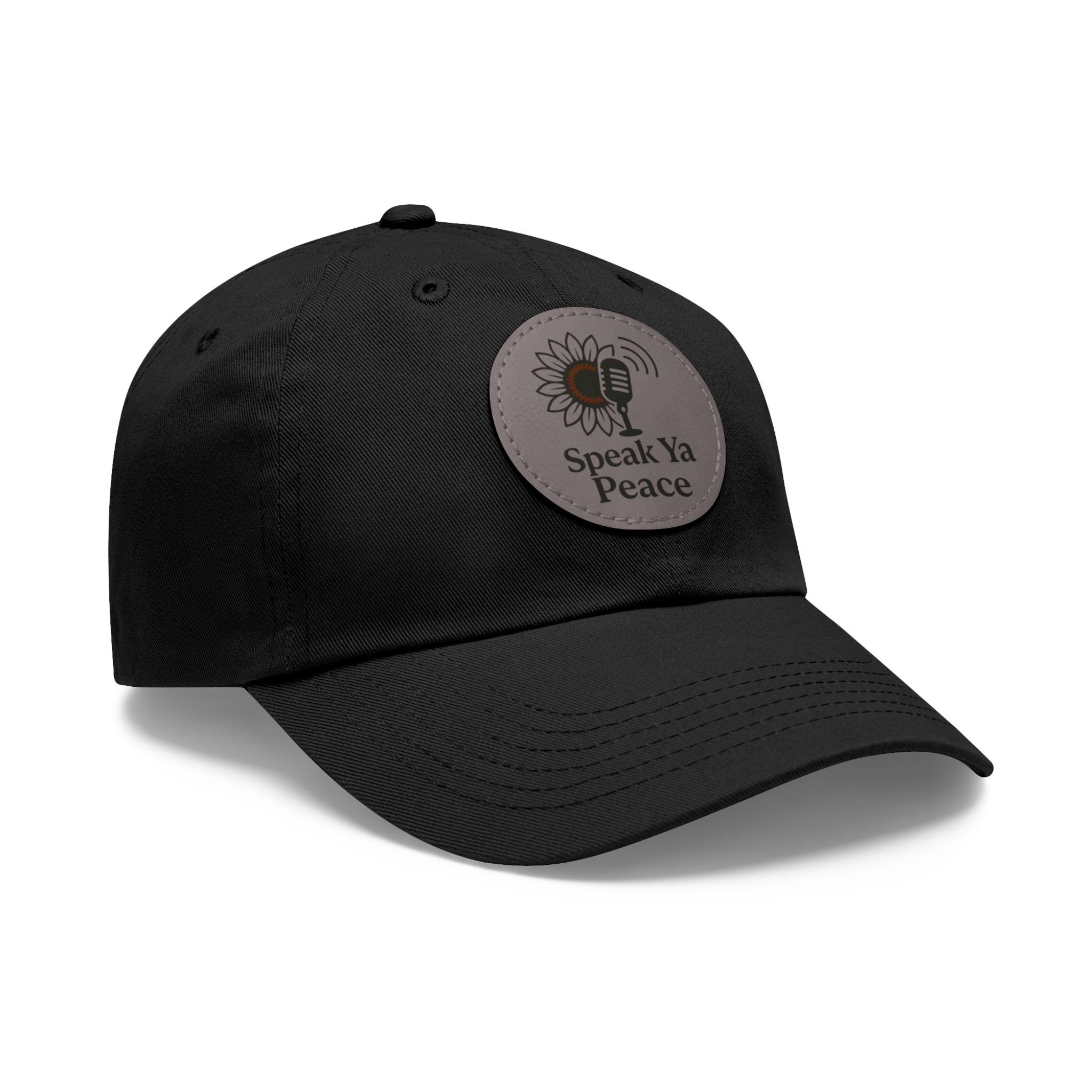 Inspirational Dad Hat with Leather Patch - Speak Ya Peace, Motivational Cap, Father's Day Gift, Casual Accessories, Sunflower Design