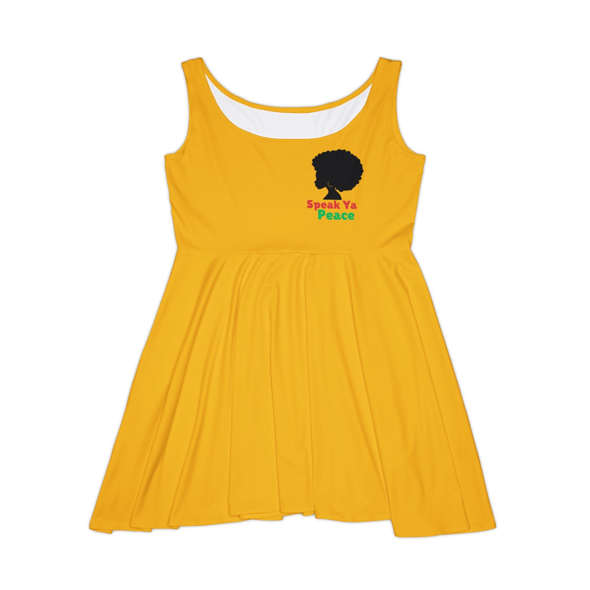 Yellow Skater Dress with Afro Silhouette & "Speak Ya Peace" Graphic