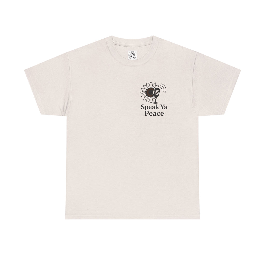 Sunflower Peace Tee - Speak Ya Peace Graphic Cotton Shirt, Unisex T-Shirt, Gift for Peace Lovers, Summer Casual Wear, Eco-Friendly Apparel