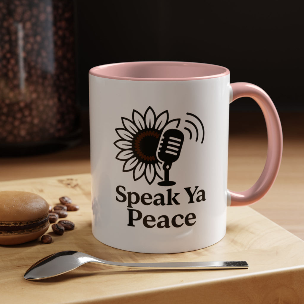 Sunflower Speak Ya Peace Mug - Inspirational Coffee Cup, Gift for Friends, Tea Lovers, Motivational Office Decor, Zen Kitchenware