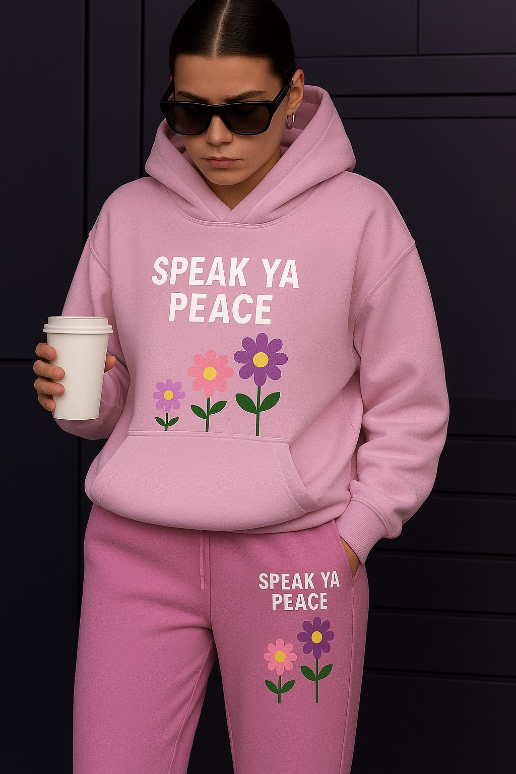 Speak Ya Peace Pink Jogger Set