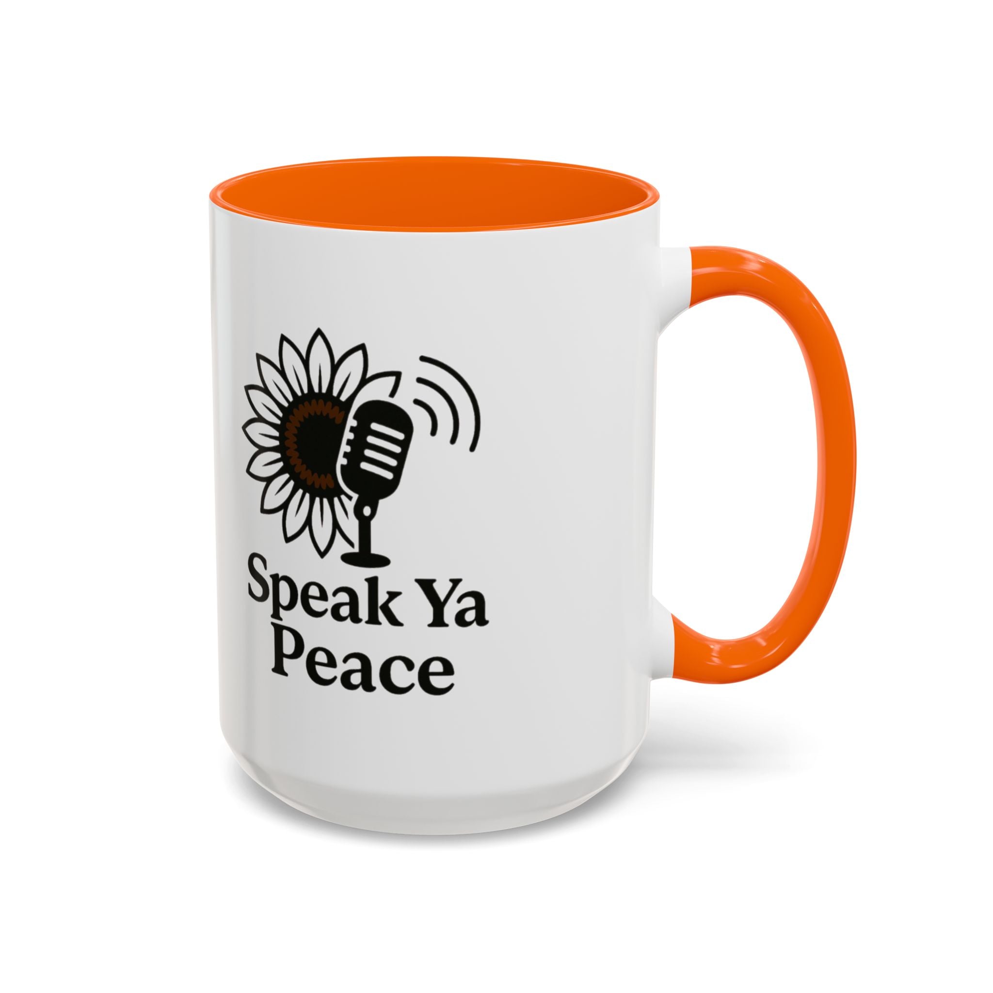 Sunflower Speak Ya Peace Mug - Inspirational Coffee Cup, Gift for Friends, Tea Lovers, Motivational Office Decor, Zen Kitchenware