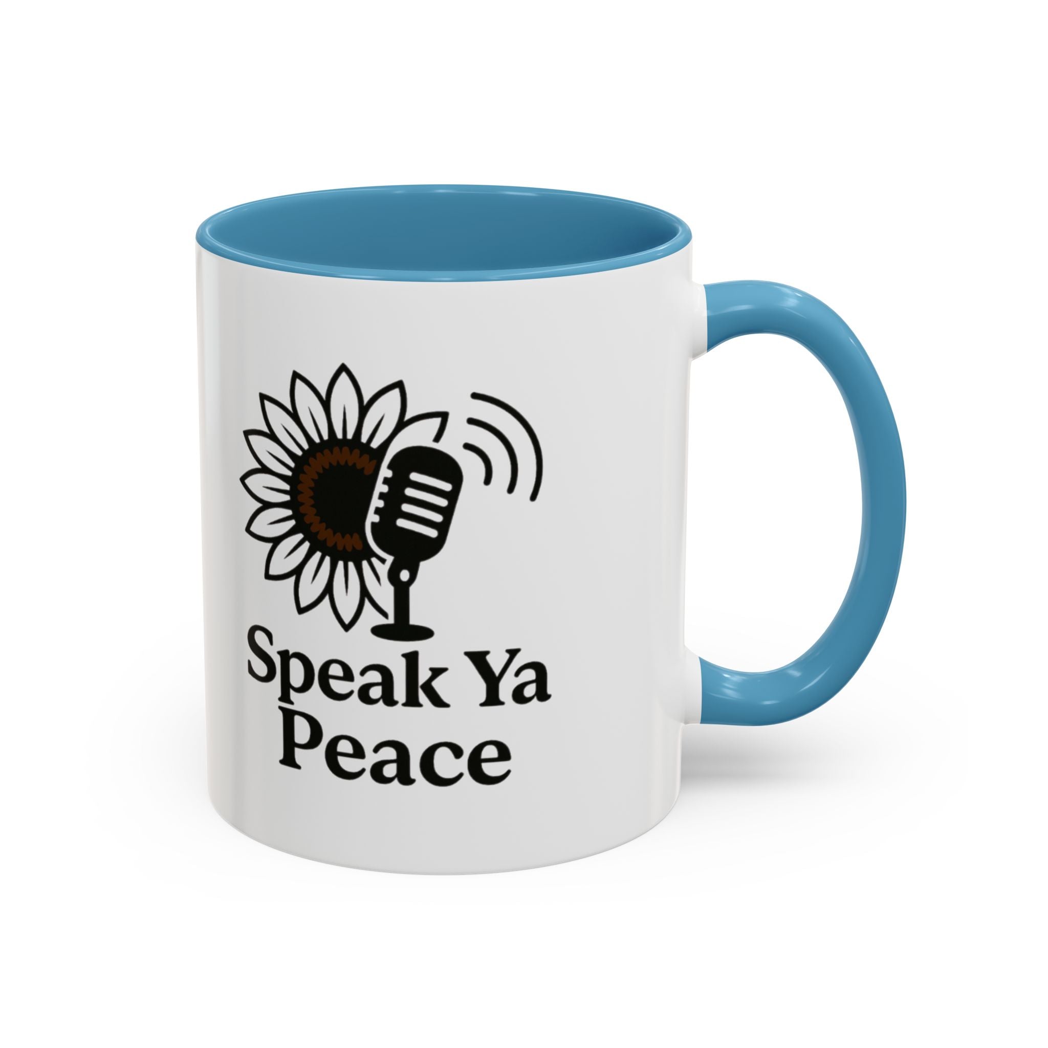Sunflower Speak Ya Peace Mug - Inspirational Coffee Cup, Gift for Friends, Tea Lovers, Motivational Office Decor, Zen Kitchenware