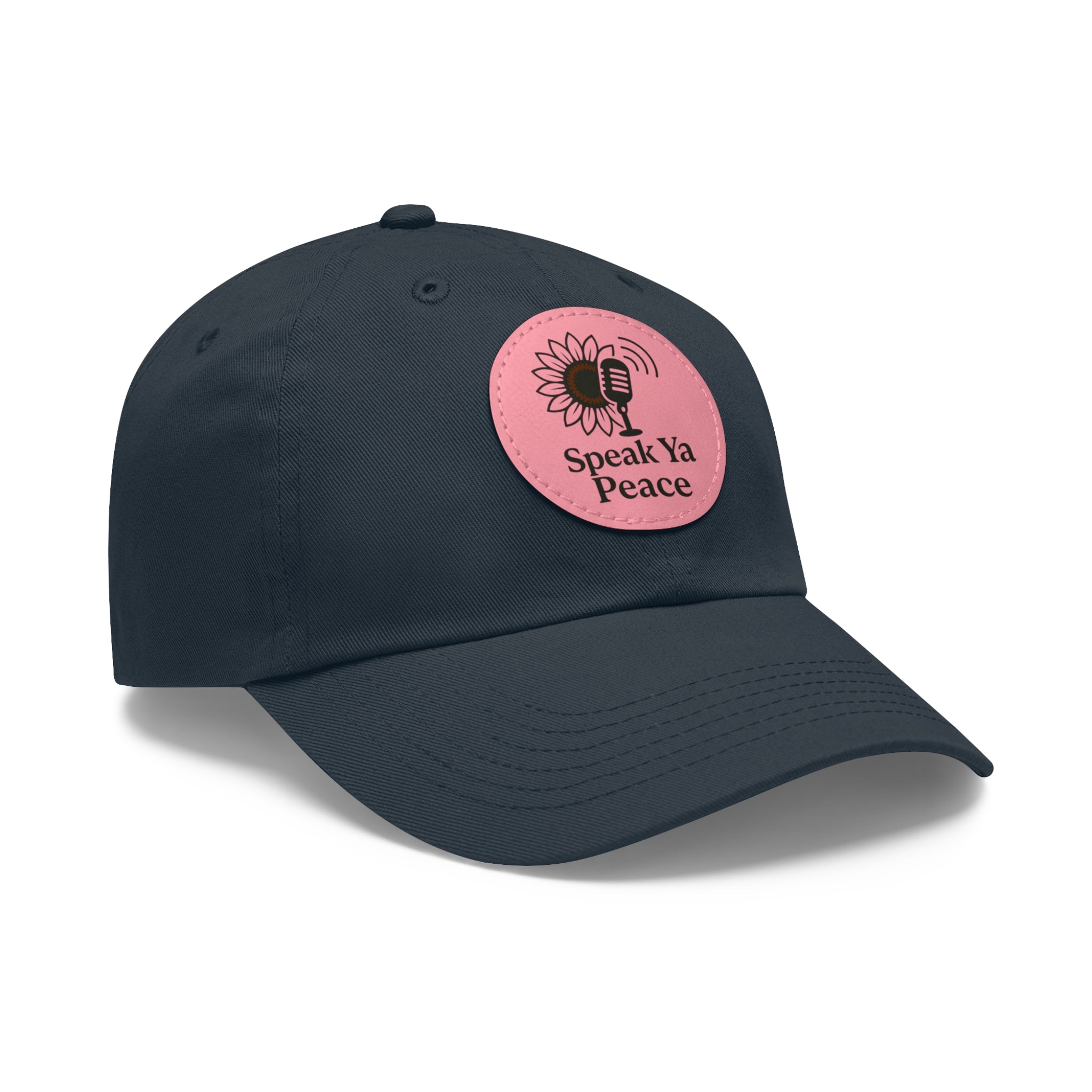 Inspirational Dad Hat with Leather Patch - Speak Ya Peace, Motivational Cap, Father's Day Gift, Casual Accessories, Sunflower Design