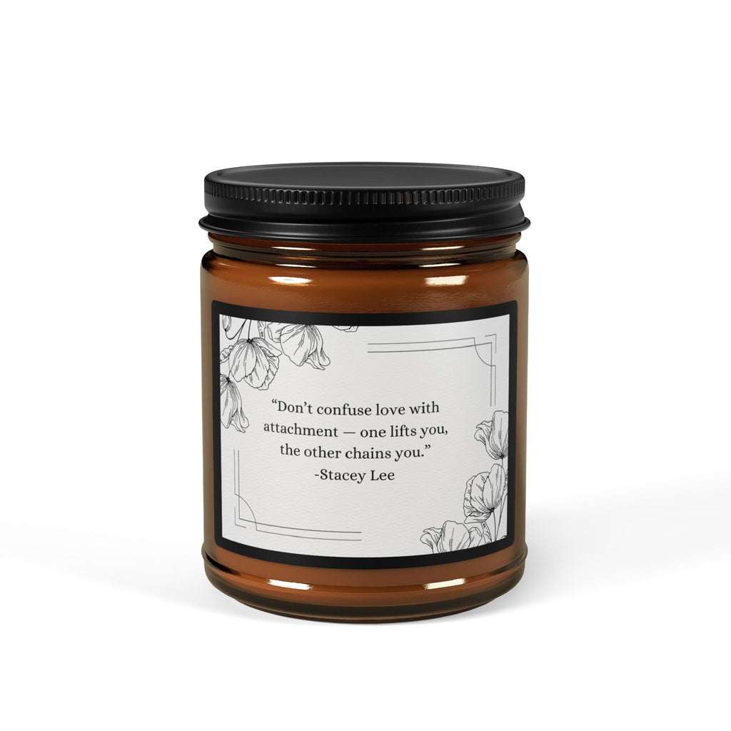 Amber Jar Soy Candle — Floral Quote Scented Candle