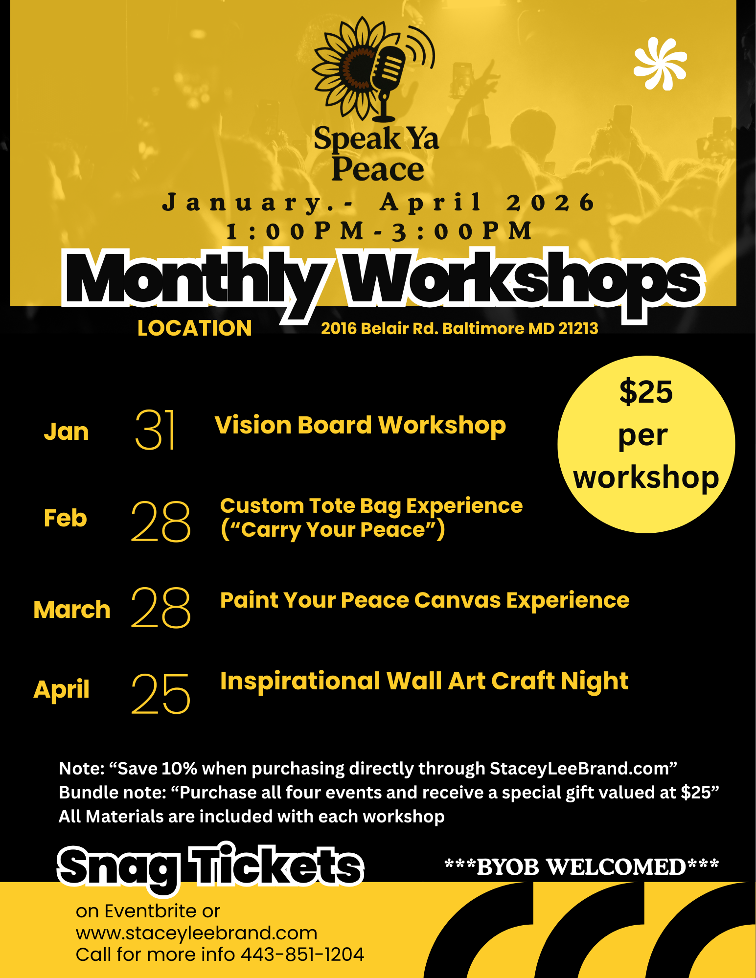 SPEAK YA PEACE MONTHLY WORKSHOPS